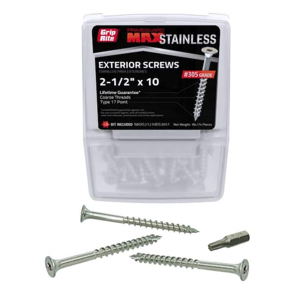 #10 x 2-1/2 in. 305 Stainless Steel Star Drive Bugle Head Coarse Thread Deck Screws 1 lb. Box