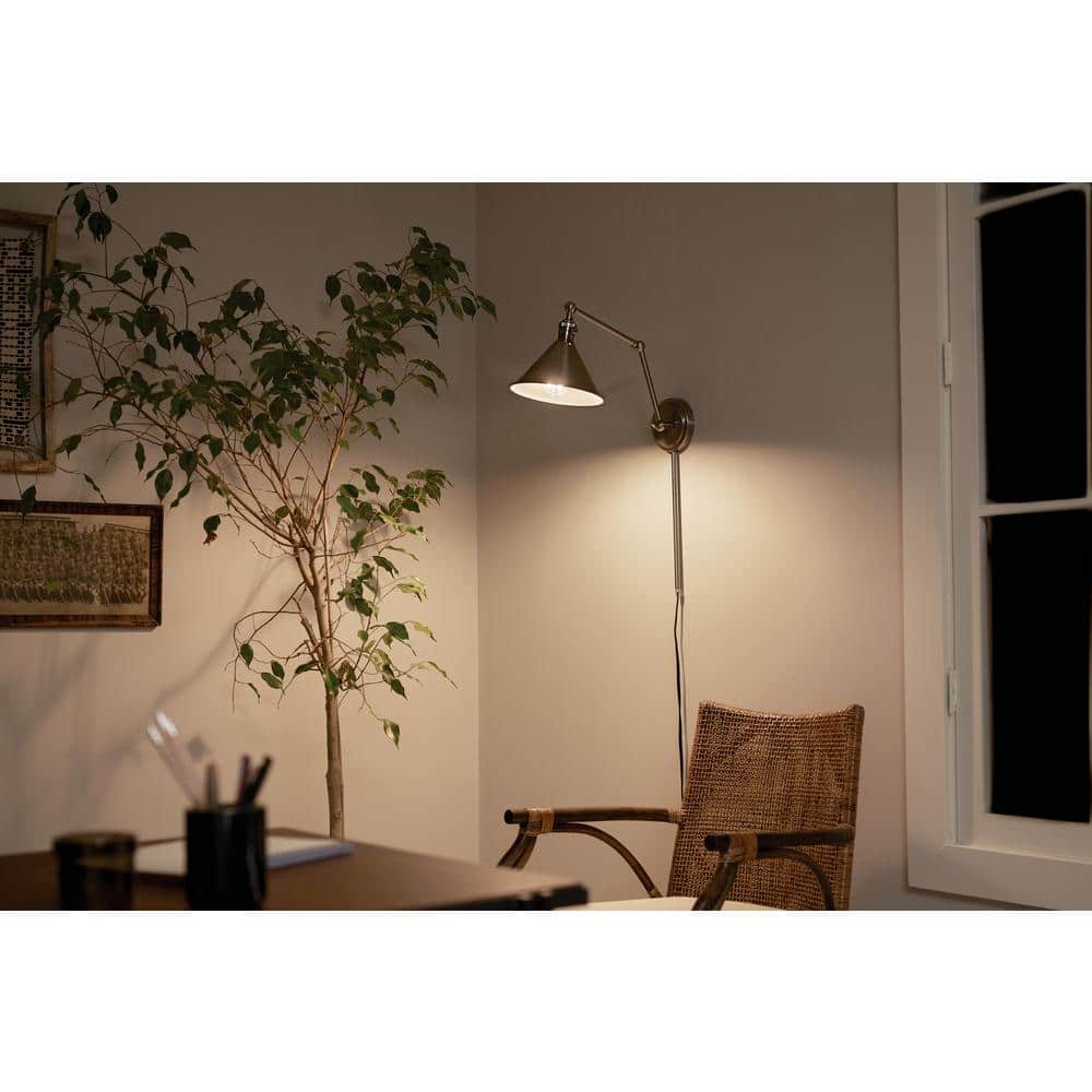 Classic Pewter Articulating Arm Wall Sconce with Schoolhouse Charm