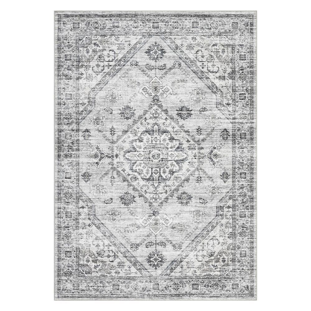 Vintage Printed Rug Distressed Floral Carpet Soft Non-slip Thin Carpet for Living Room Farmhouse Light Gray，8X10ft price history on PriceWatchPro