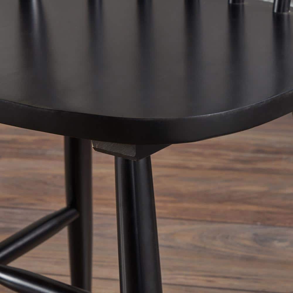 High Back Windsor Slat Side Chair in Black Rubberwood