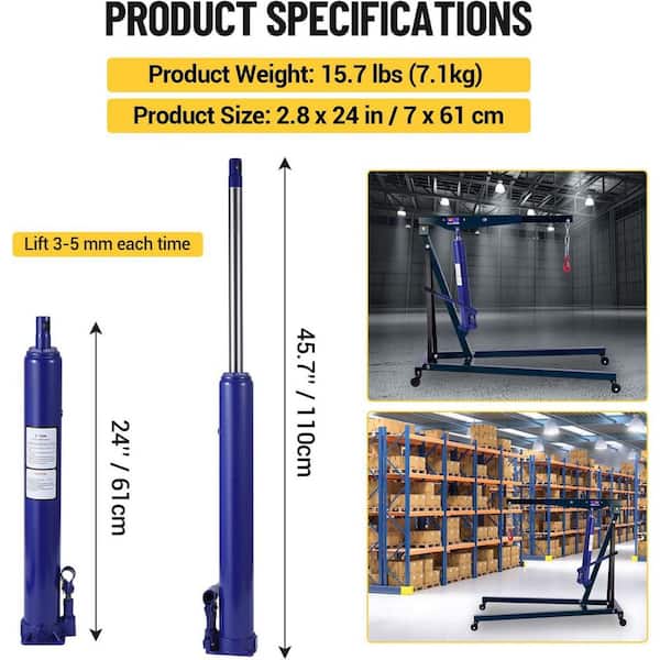 Blue Hydraulic Long Ram Jack with Handle, Single Piston Pump