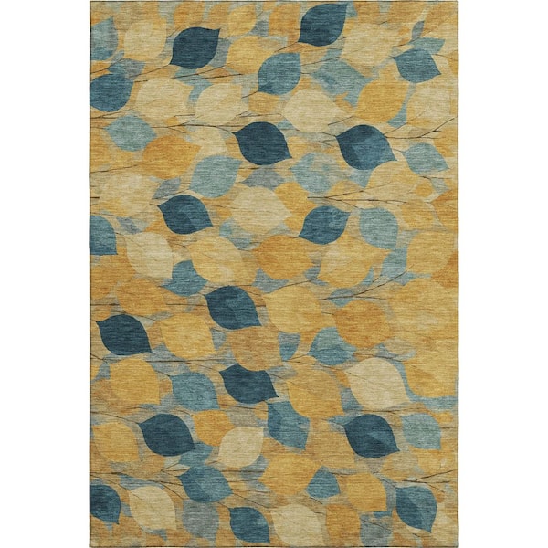 Mayfield Premium Machine Washable Abstract AMF2444 Gold 10 ft. x 14 ft. Area Rug