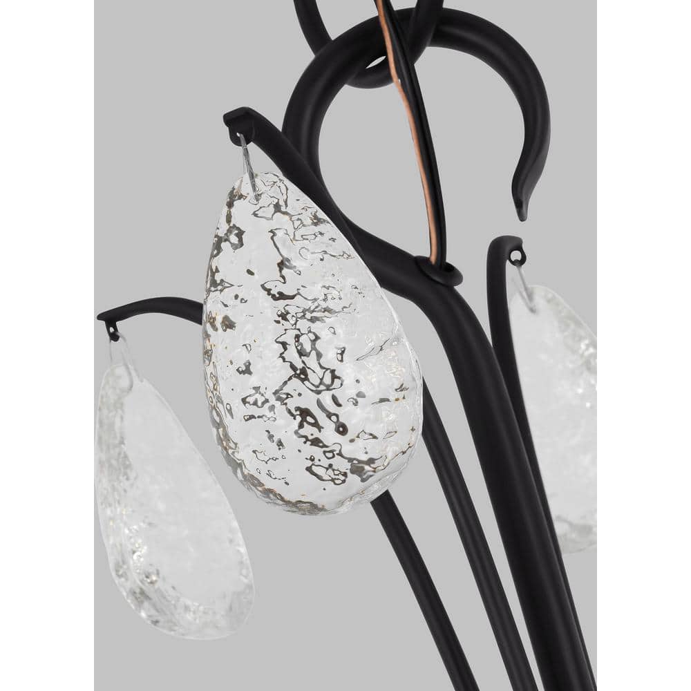 Shannon 26" Aged Iron 6-Light Chandelier with Glass Drops