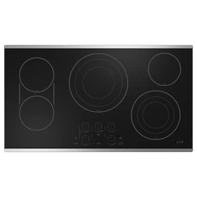 36 in. 5 Burner Element Smart Radiant Electric Touch Control Cooktop in Stainless Steel