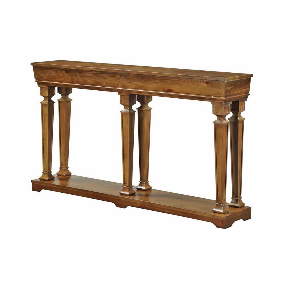 72" Oak Wood Console Table with Storage Shelf