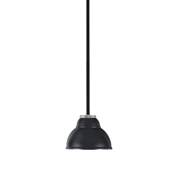 Elonia 100-Watt 1 Light Matte Black & Graphite Stem Mini Pendant Light ...