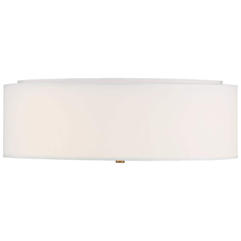 Antique Brushed Brass LED Drum Ceiling Light - Transitional Design