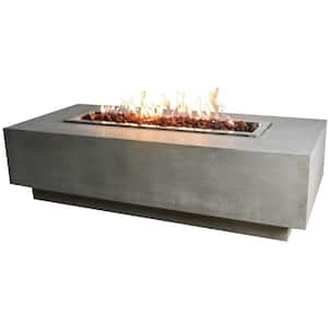 Elementi Granville 28 in. x 17 in. Rectangular Concrete Propane Fire Pit Table with Burner and Lava Rock
