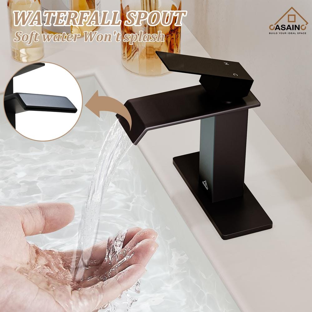 Matte Black Stainless Steel Single Handle Bathroom Faucet