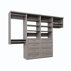 System Drawer Size VIA Closets 108 in. W Natural Oak Reach-in Wall-Mount 3-Rod 8-Shaker ...