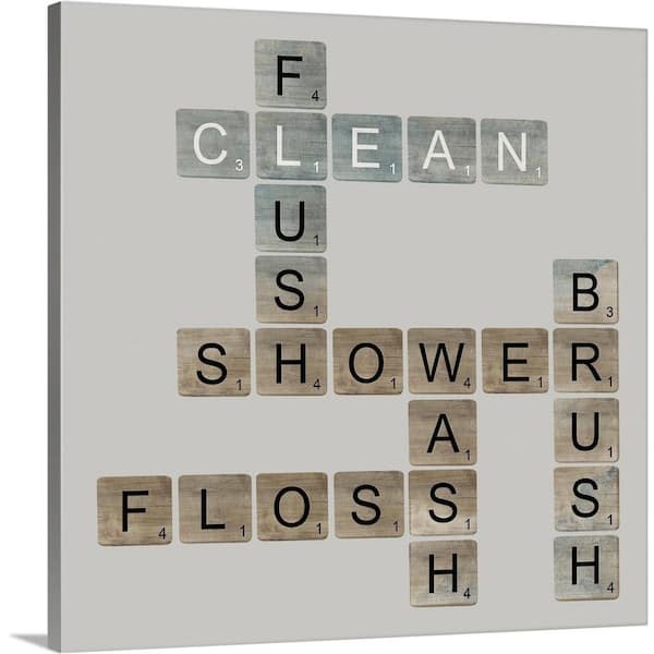 GreatBigCanvas 16 in. x 16 in. "Bathroom Letters" by Longfellow Designs Canvas Wall Art