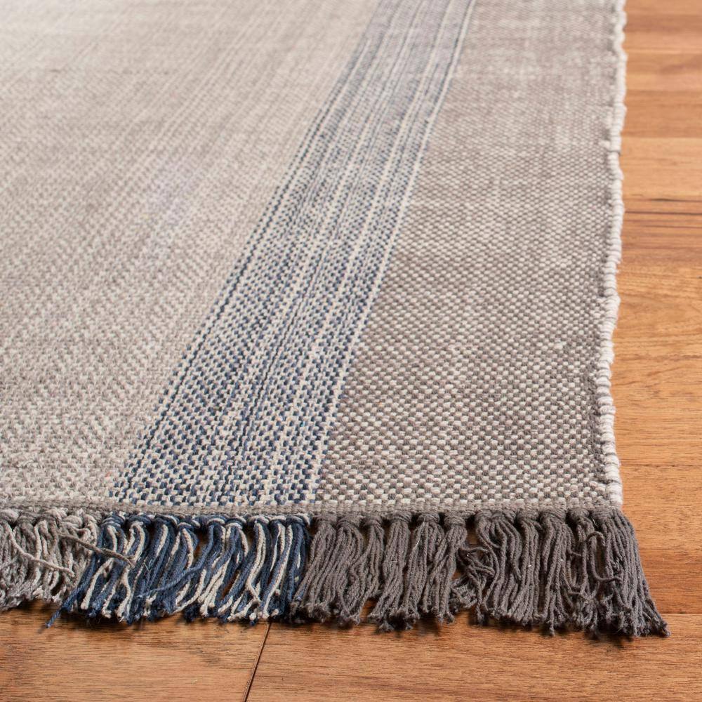 Coastal Breeze Blue/Grey Stripe Handwoven Cotton Rug - 27"x10"