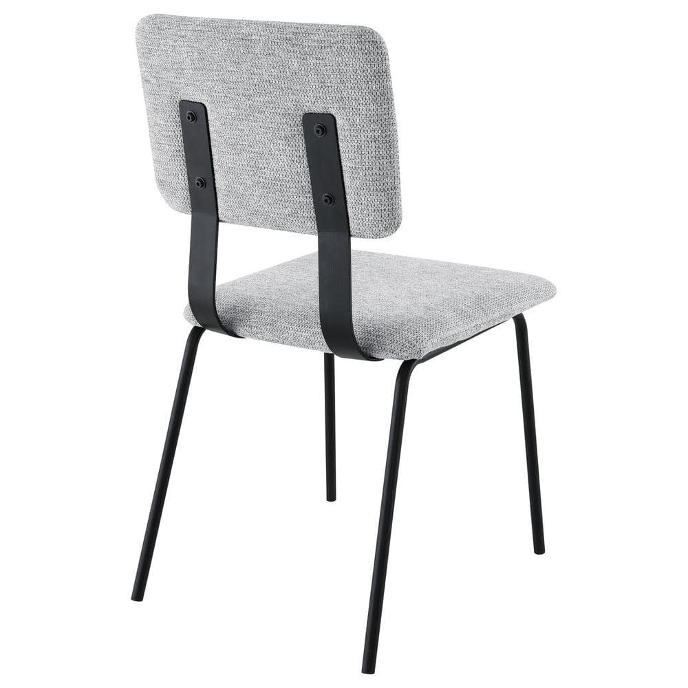 Gray Upholstered Ladderback Side Chair with Wood and Metal Frame