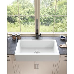 White Ceramic 30 in. Single Bowl Corner Farmhouse Apron Kitchen Sink
