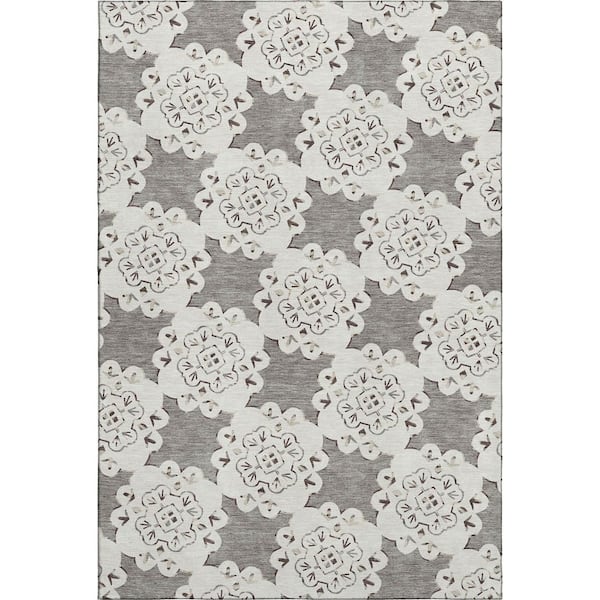 Mayfield Premium Machine Washable Abstract AMF2352 Taupe 5 ft. x 7 ft. 6 in. Area Rug