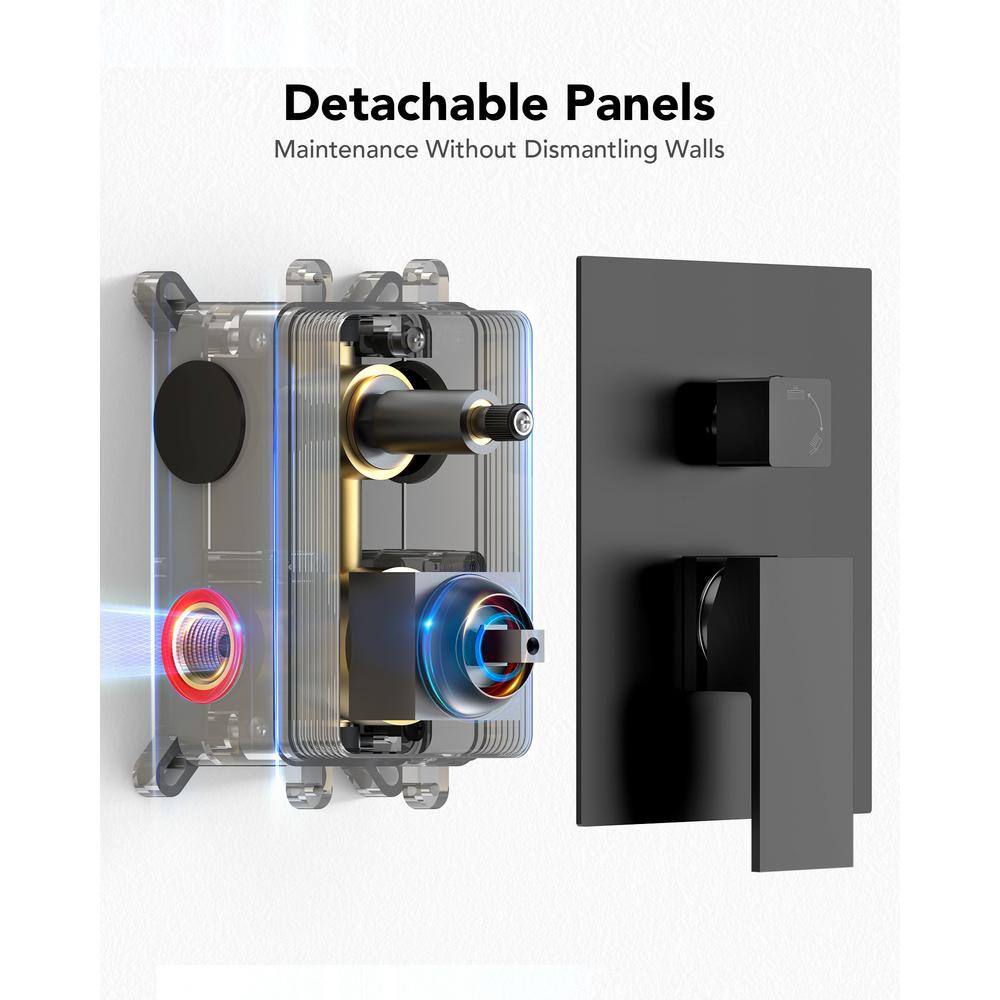 Matte Black Wall Mount Dual Shower Heads with Handheld and Valve