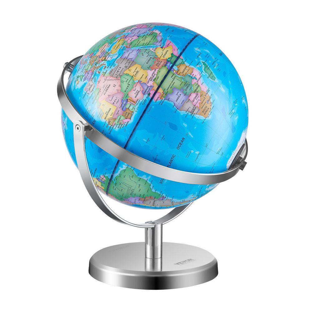 Blue Illuminated Globe with Metal Stand and LED Light