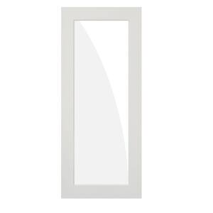 32 in. x 80 in. 1-Lite Clear Solid Hybrid Core MDF Primed Left-Hand Single Prehung Interior Door