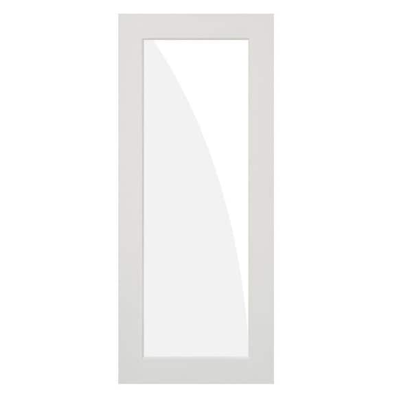 Krosswood Doors 32 in. x 80 in. 1-Lite Clear Solid Hybrid Core MDF Primed Left-Hand Single Prehung Interior Door