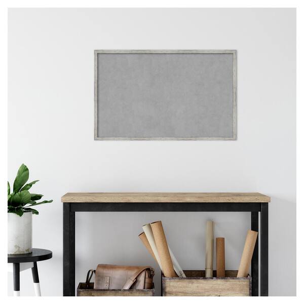 Amanti Art Shiplap White Narrow 33 in. x 21 in Framed Magnetic