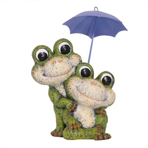 Frog Duo with Purple Umbrella Statue