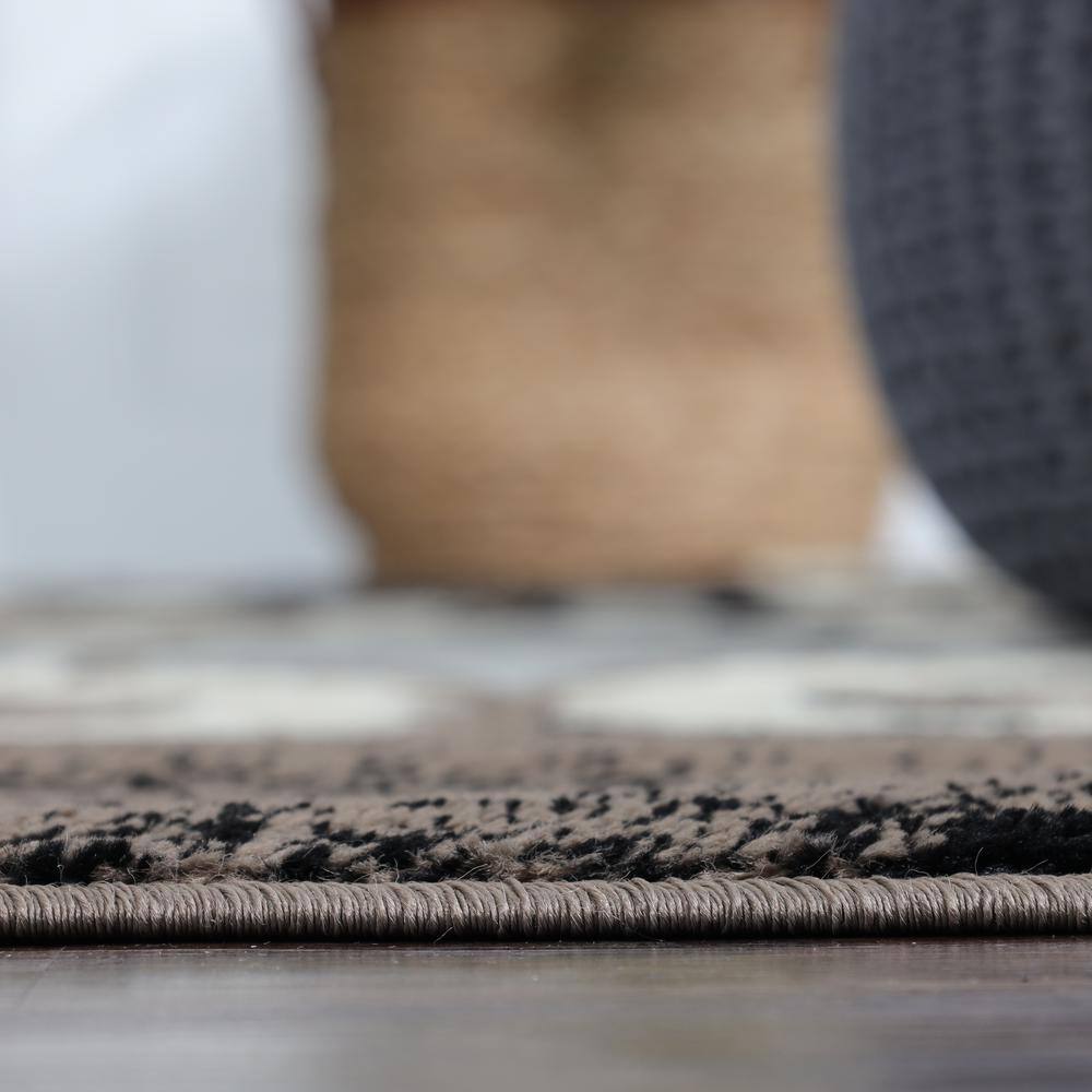 Ivory Trellis Elegance 8' Square Synthetic Area Rug