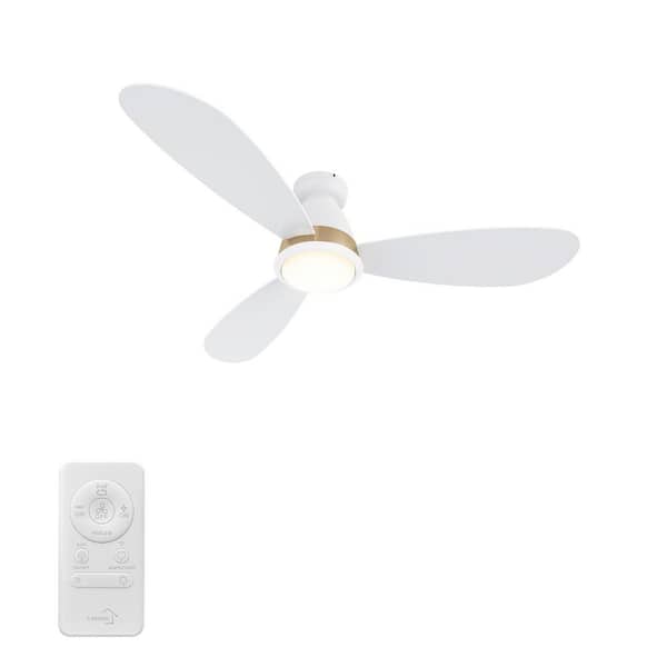 CARRO Fayette II 52 in. Integrated LED Indoor/Outdoor White Smart Ceiling Fan with Light, Remote Works with Alexa/Google Home