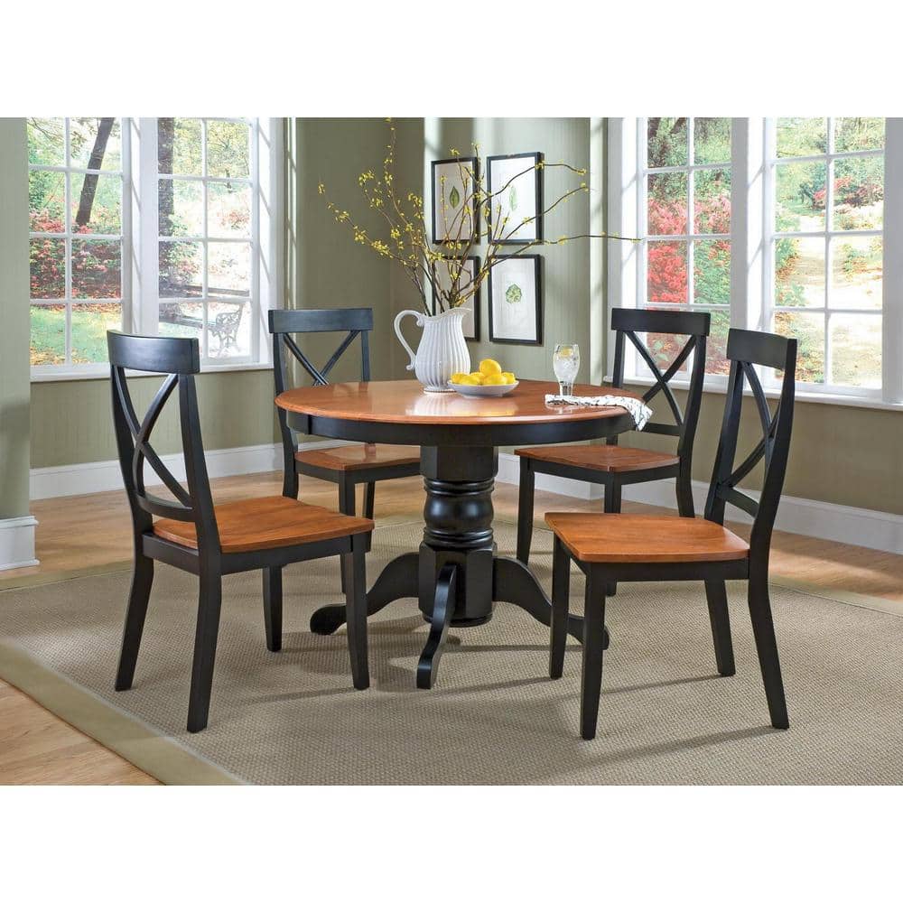 Black and Cottage Oak High Cross Back Wood Side Chair