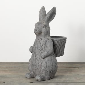 26 in. Charcoal Gray Rabbit Basket Planter