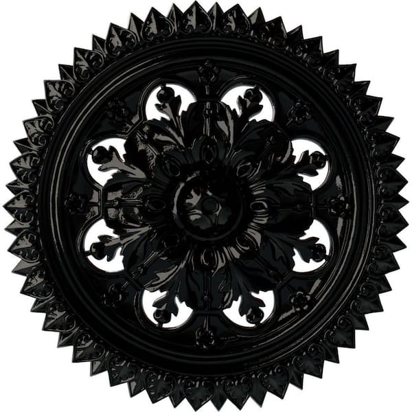 Ekena Millwork 21-5/8 in. x 2-1/2 in. York Urethane Ceiling Medallion (Fits Canopies upto 3-5/8 in.), Black Pearl