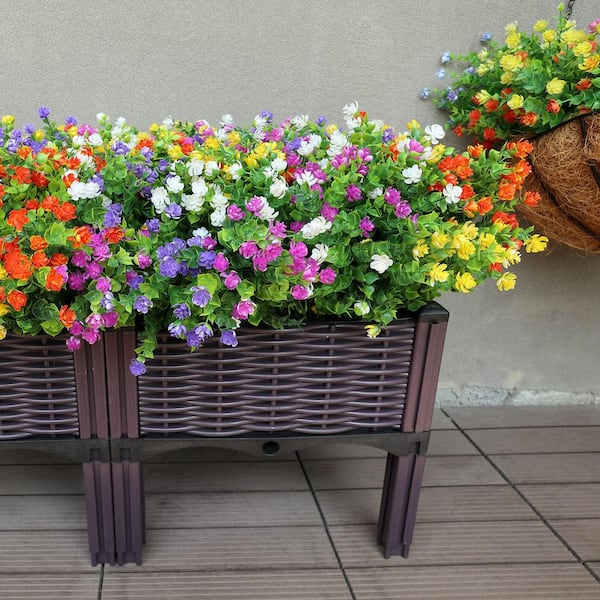 9.8 in. Green Multi-Color Outdoor Artificial Shrub Pack 20-Pack