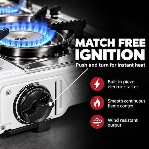 GASONE Portable 2-Burner Butane Camp Stove GS-2000PB - The Home Depot