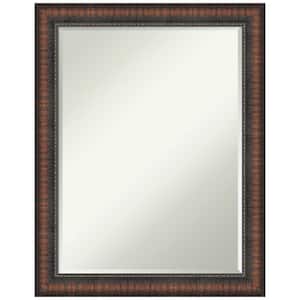 Caleb Brown 22 in. x 28 in. Petite Bevel Farmhouse Rectangle Framed Wall Mirror in Brown