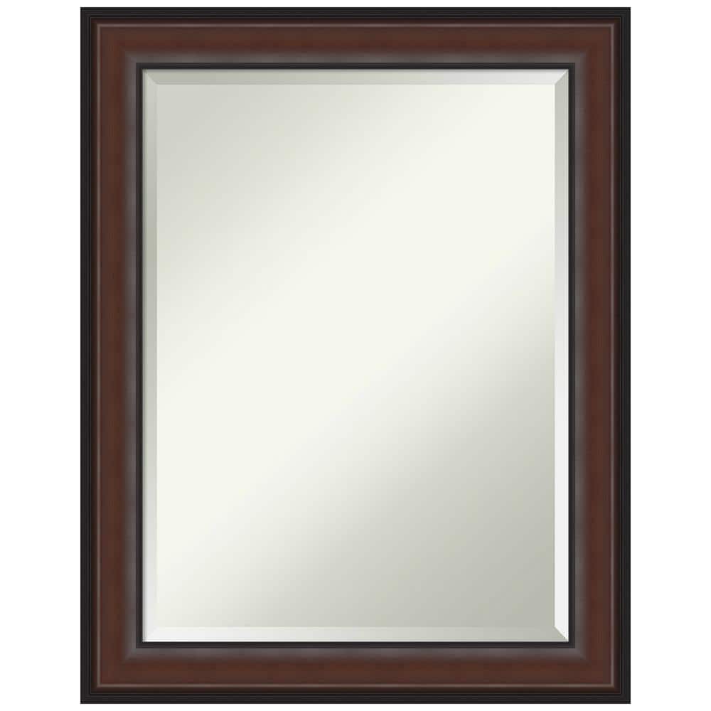 Walnut Rectangular Beveled Wall Mirror with Polystyrene Frame