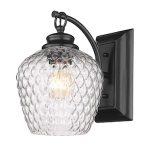 Adeline 1-Light Matte Black Wall Sconce with Clear Glass Shade