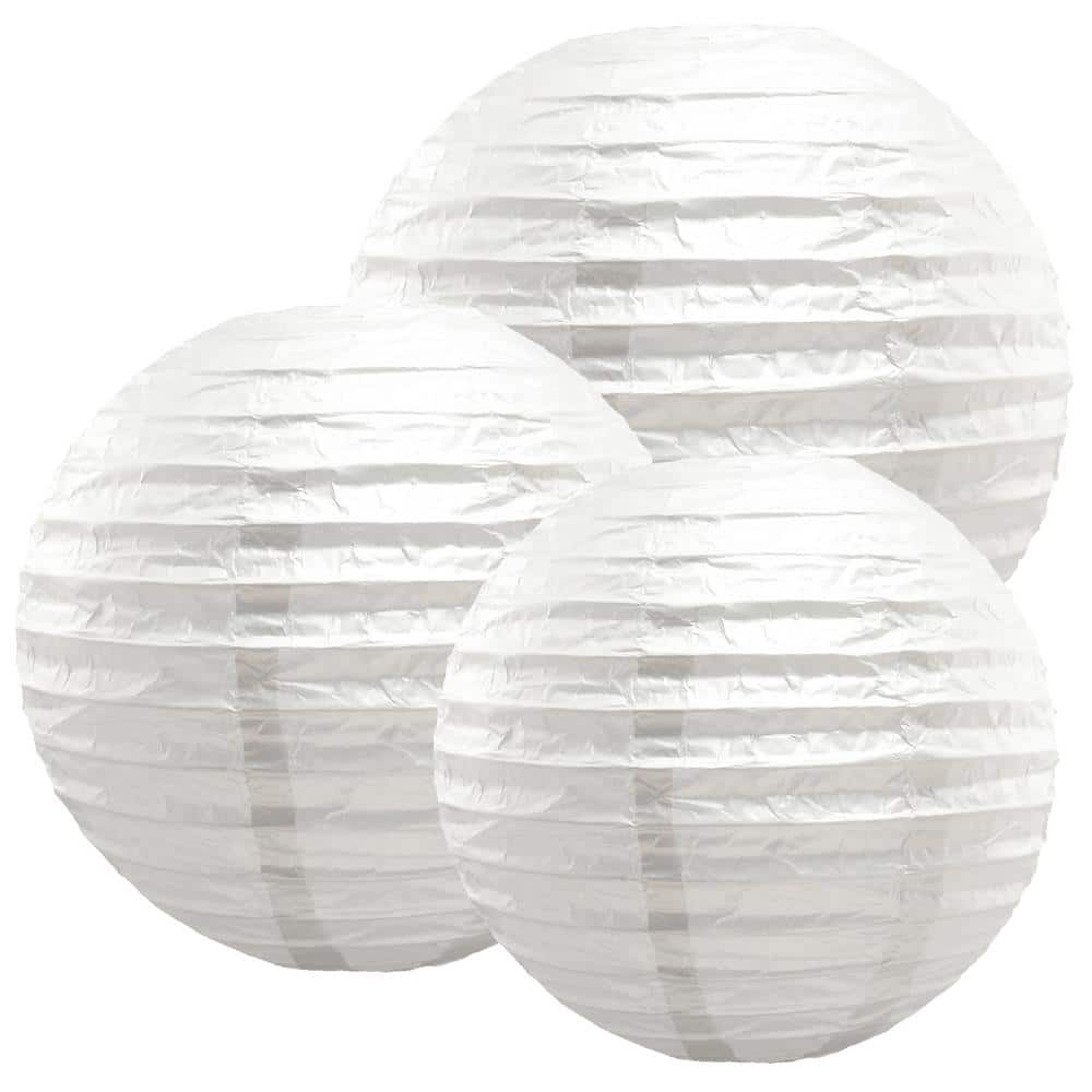 White Hanging Paper Lanterns for Wedding Party Decoration, 4 Size –   Online Shop