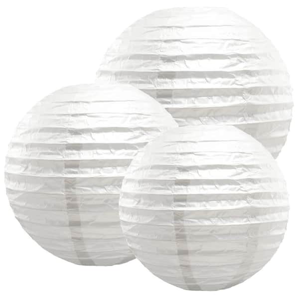 LUMABASE Multi Size White Round Paper Lanterns (6-Count)