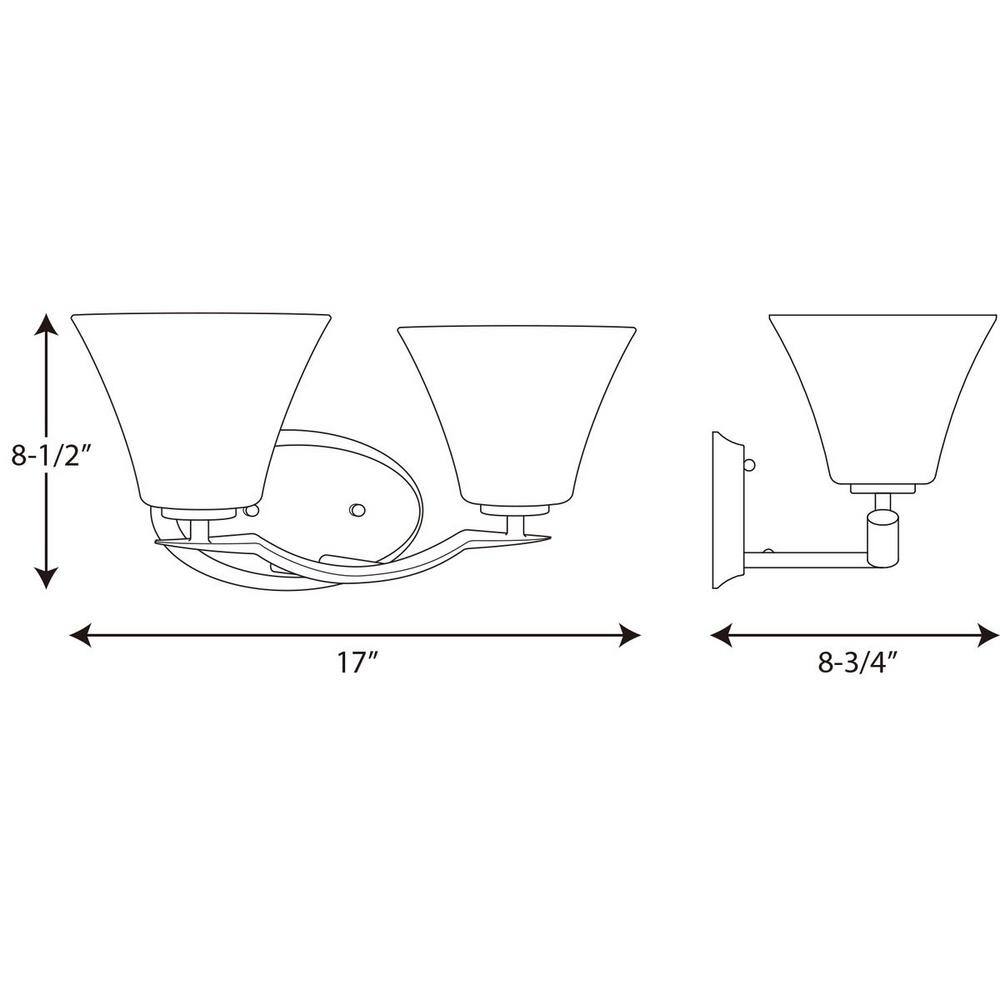 Bravo Brushed Nickel 2-Light Vanity Fixture with Etched Glass Shades