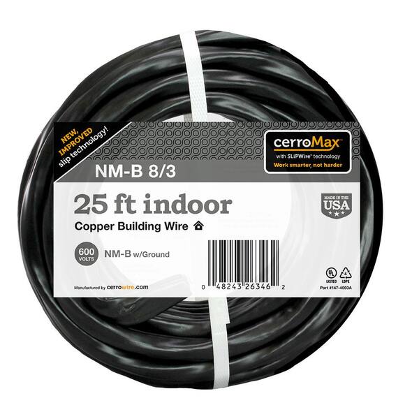 20 Ft 8/3 NM-B Copper Wire Cable With Ground - Non-Metallic Sheathed