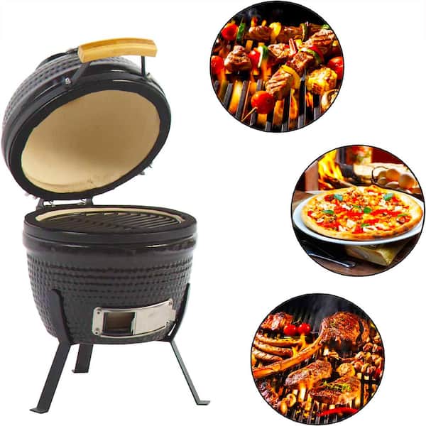 stel voor sextant helpen Sizzim 13 in. Kamado Ceramic Charcoal Grill in Black SM-G24001 - The Home  Depot
