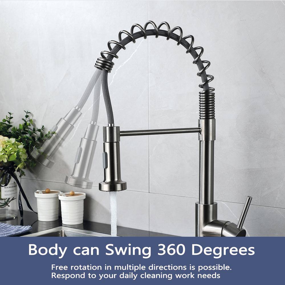 Brushed Nickel Single Handle Pull Down Kitchen Faucet