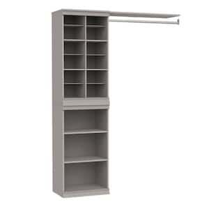 Modular Storage 47.38 in. to 57.4 in. W Smoky Taupe Reach-In Tower Wall Mount 16-Shelf Wood Closet System