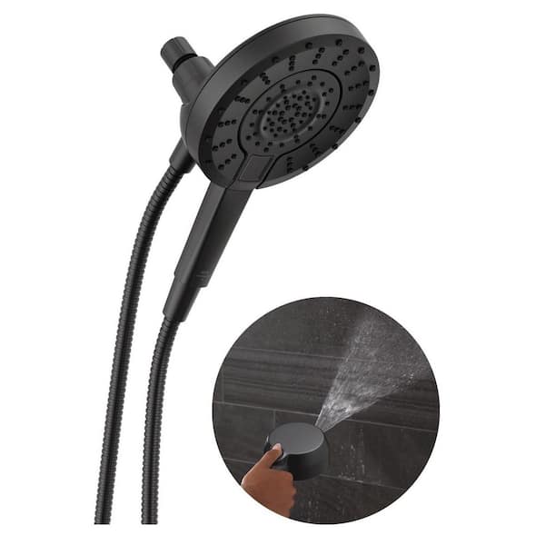 In2ition ProClean 5-Spray Wall Mount Dual Fixed and Handheld Shower Head in Matte Black
