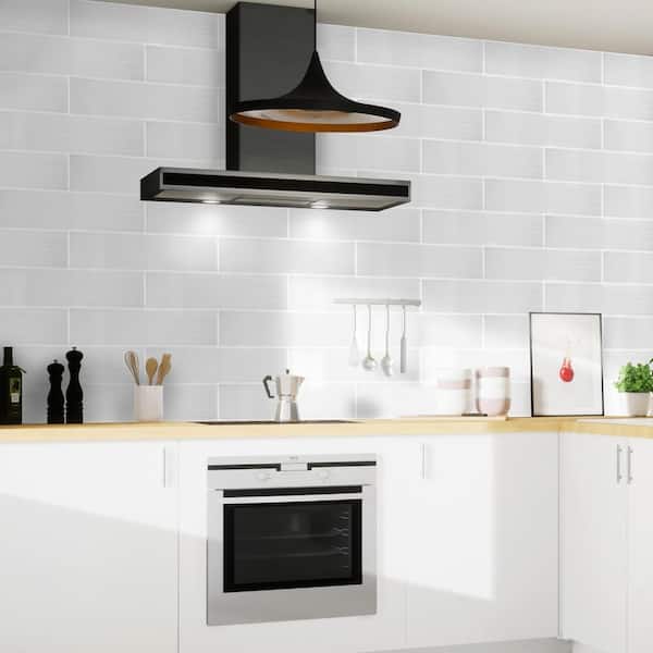 Moonlight Gray 6 in. x 20 in. Glossy Ceramic Wall Tile (0.833 sq. ft. /Each)