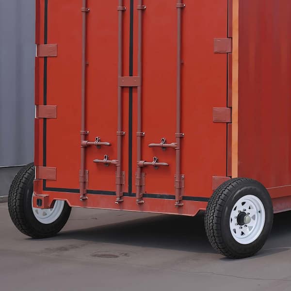 Shipping Container Wheels 8-Lug Wheels Kit, Heavy Duty with Ratchet Tie Down-Moves for 20 ft.-40 ft. Black