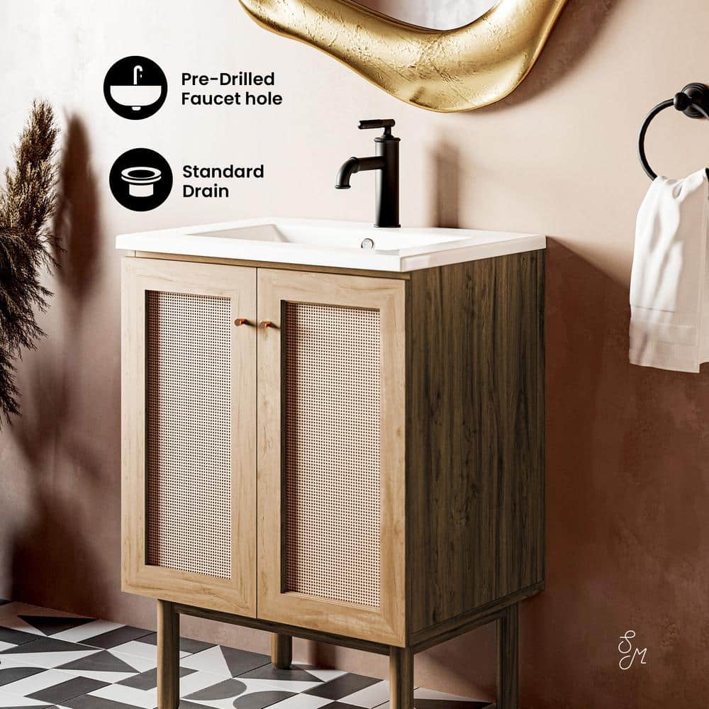 Classe 24" Oak Freestanding Bathroom Vanity with Ceramic Sink