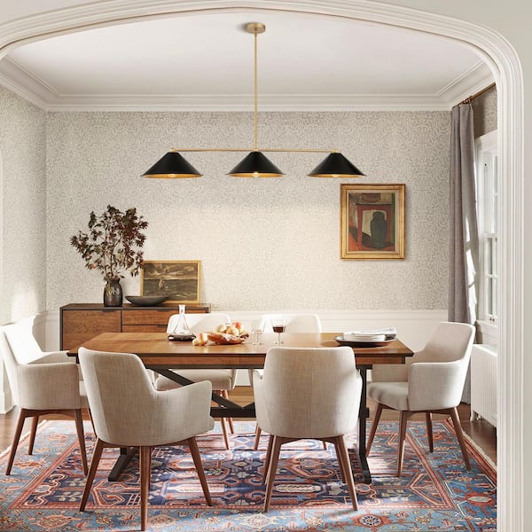 RRTYO Lani 3-Light Black and Gold Metal Industrial Cone Linear