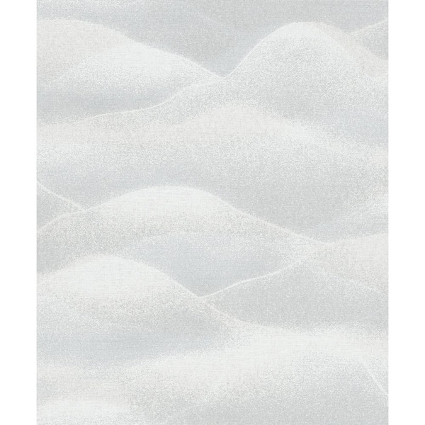 Unbranded Hotel Collection Silver Rolling Hills Landscape Glitter Finish Non-Pasted Non-Woven Wallpaper Sample