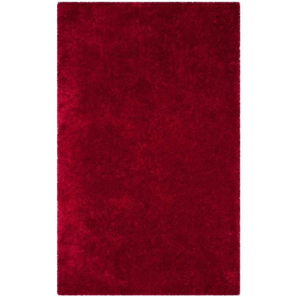 Luxe Shag Red Doormat 3 ft. x 5 ft. Solid Area Rug price history on PriceWatchPro