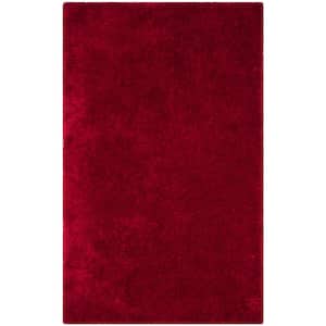 Luxe Shag Red 3 ft. x 5 ft. Solid Area Rug